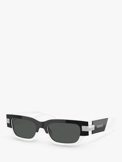 Versace VE4465 Men's Rectangular Sunglasses, Top Black on White/Grey
