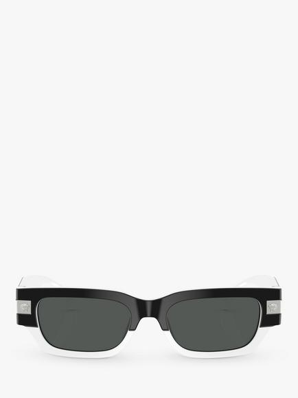 Versace VE4465 Men's Rectangular Sunglasses - view 2, Top Black on White/Grey