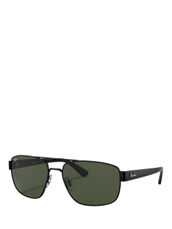Ray-Ban RB3663 Men's Rectangular Sunglasses, Black/Green