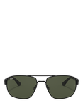 Ray-Ban RB3663 Men's Rectangular Sunglasses, Black/Green