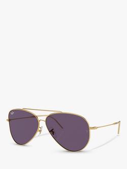 Ray-Ban RBR0101S Unisex Aviator Reverse Sunglasses, Gold/Violet