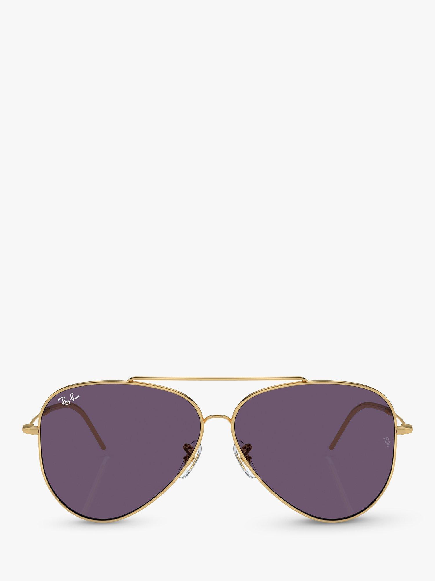 Product image 2 of 6, which shows Ray-Ban RBR0101S Unisex Aviator Reverse Sunglasses, Gold/Violet