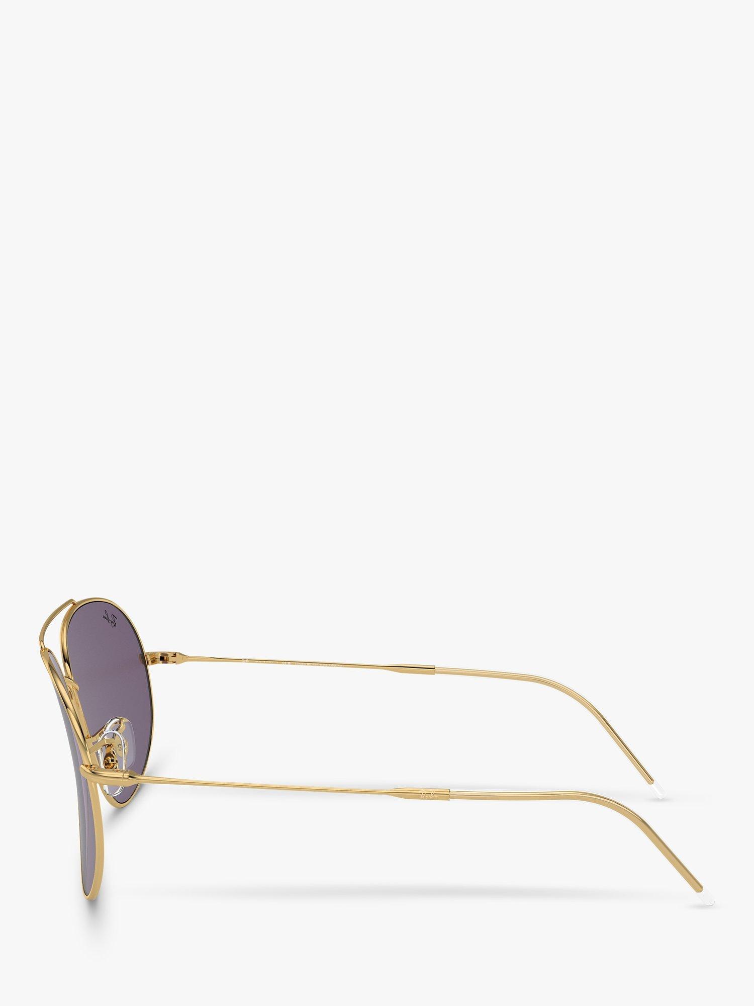 Product image 3 of 6, which shows Ray-Ban RBR0101S Unisex Aviator Reverse Sunglasses, Gold/Violet