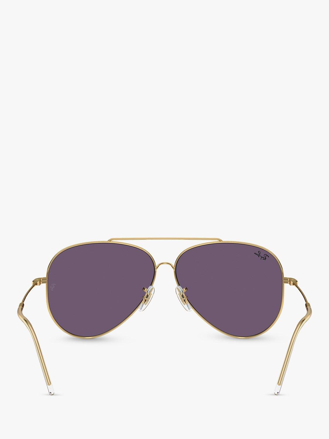 Product image 4 of 6, which shows Ray-Ban RBR0101S Unisex Aviator Reverse Sunglasses, Gold/Violet