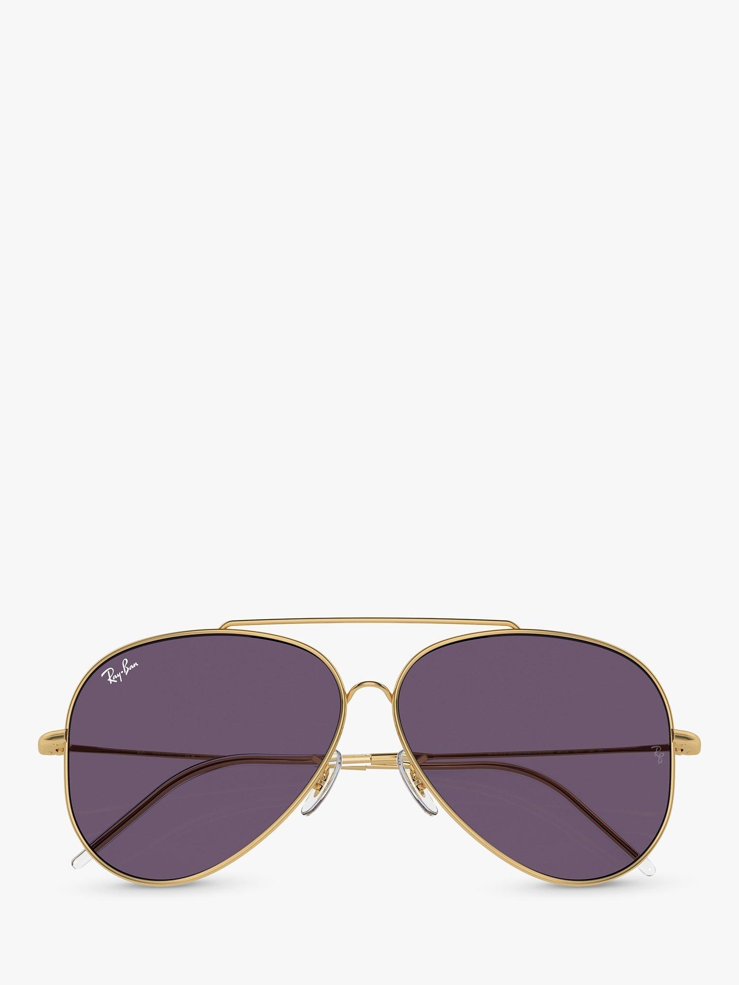 Product image 5 of 6, which shows Ray-Ban RBR0101S Unisex Aviator Reverse Sunglasses, Gold/Violet