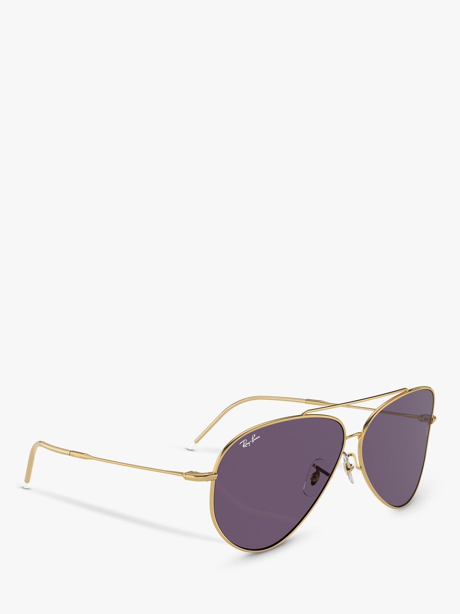 Product image 6 of 6, which shows Ray-Ban RBR0101S Unisex Aviator Reverse Sunglasses, Gold/Violet