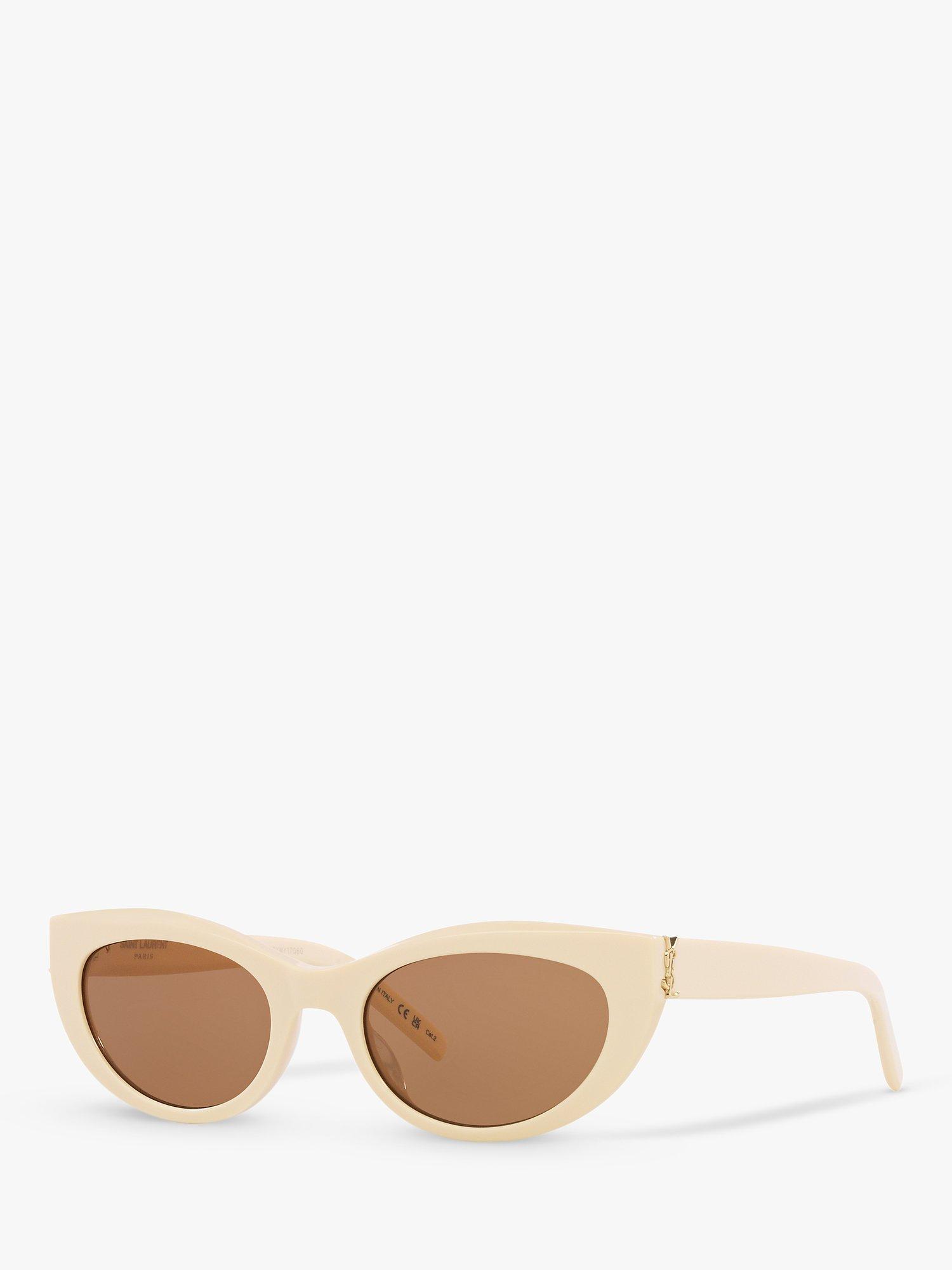 Product image 1 of 4, which shows Yves Saint Laurent YS000478 Women's Oval Sunglasses, Ivory/Brown