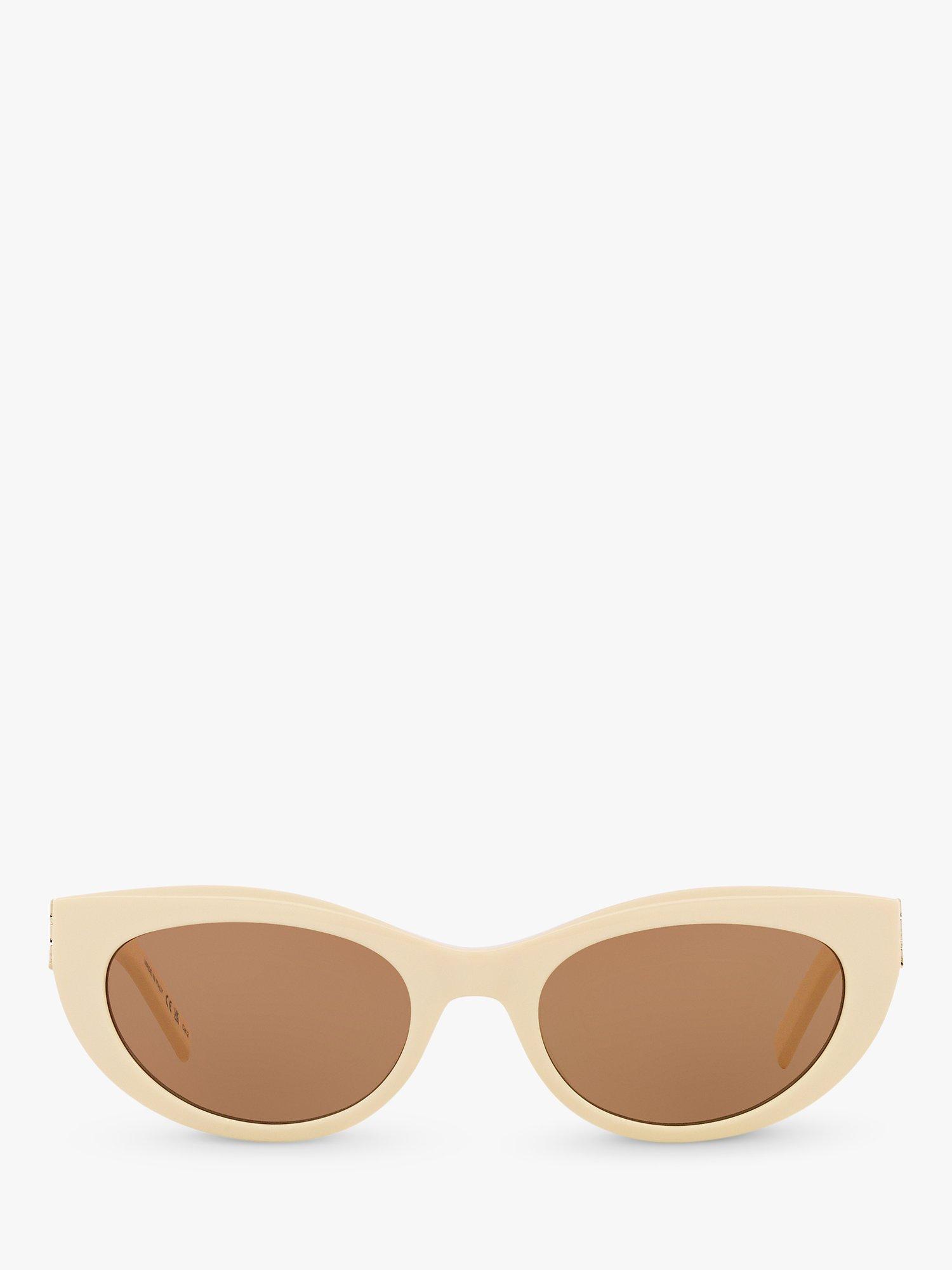 Yves Saint Laurent YS000478 Women's Oval Sunglasses, Ivory/Brown