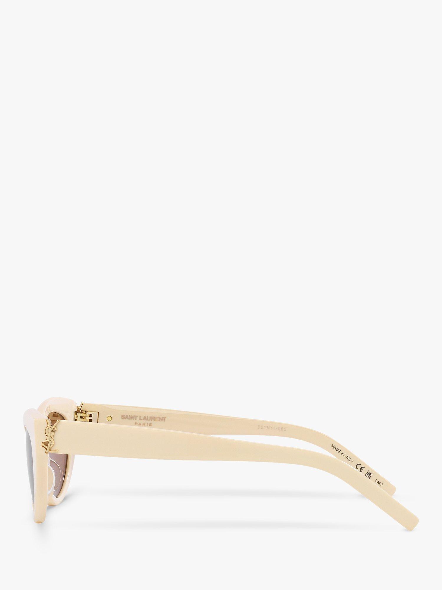 Product image 3 of 4, which shows Yves Saint Laurent YS000478 Women's Oval Sunglasses, Ivory/Brown