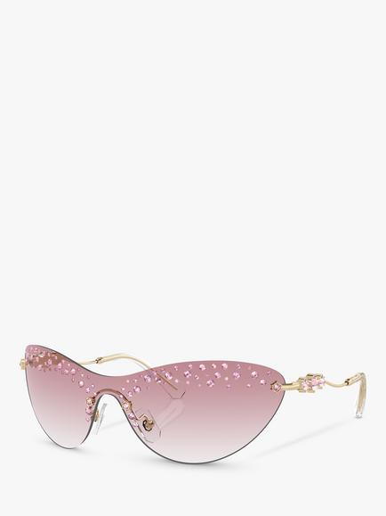 Swarovski SK7023 Women's Wrap Sunglasses, Pale Gold
