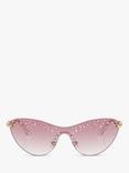 Swarovski SK7023 Women's Wrap Sunglasses, Pale Gold/Pink Gradient