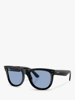 Ray-Ban RBR0502S Unisex Rectangular Sunglasses, Black, Black