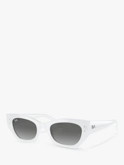 Ray-Ban RB4430 Unisex Rectangular Sunglasses, White Snow/Grey Gradient, White Snow/Grey Gradient