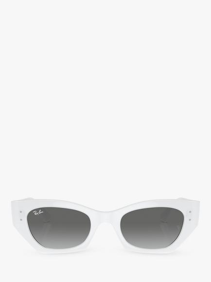 Ray-Ban RB4430 Unisex Rectangular Sunglasses, White Snow/Grey Gradient - view 2, White Snow/Grey Gradient