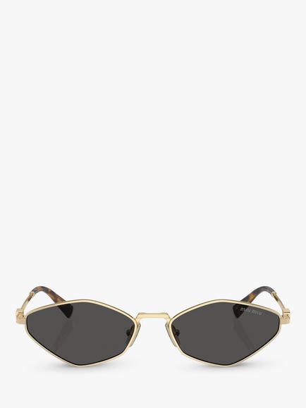 Miu Miu MU56ZS Women's Irregular Sunglasses, Pale Gold - view 2, Pale Gold