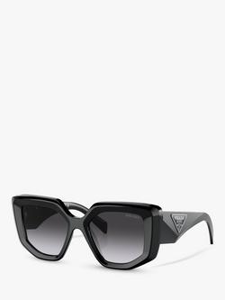 Prada PR 14ZS Women's Irregular Sunglasses, Tortoise/Brown Gradient, Black/Grey Gradient