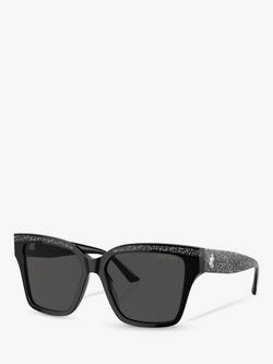Jimmy Choo 0JC5003 Women's Cat's Eye Sunglasses, Black/Silver, Black/Silver
