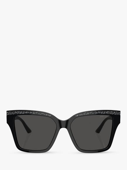 Jimmy Choo 0JC5003 Women's Cat's Eye Sunglasses, Black/Silver - view 2, Black/Silver