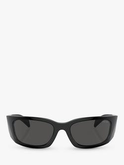 Prada PR A14S Women's Wrap Sunglasses, Black/Grey - view 2, Black/Grey