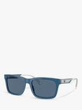 Emporio Armani EA4224 Men's Rectangular Sunglasses, Shiny Opaline Blue