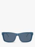 Emporio Armani EA4224 Men's Rectangular Sunglasses, Shiny Opaline Blue