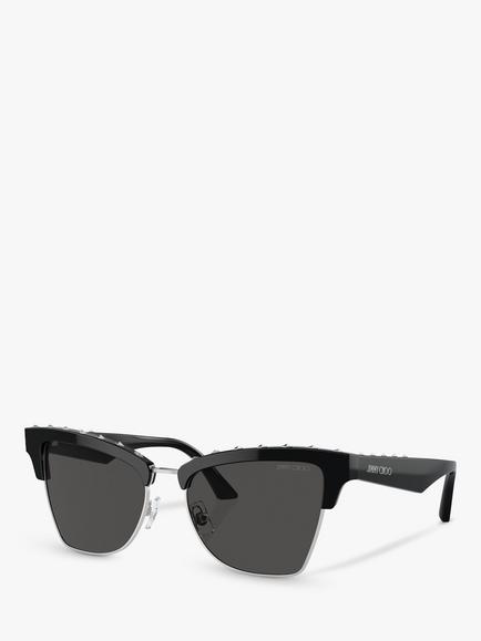 Jimmy Choo JC5014 Women's Cat's Eye Sunglasses, Black/Grey