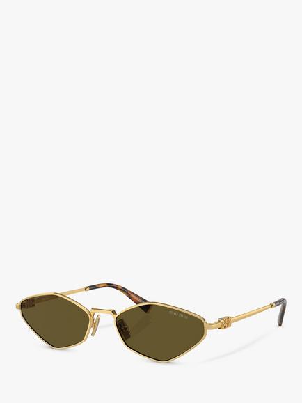 Miu Miu MU 56ZS Women's Irregular Sunglasses, Gold, Gold