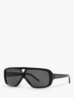 Yves Saint Laurent YS000434 Women's Rectangular Sunglasses, Black, Black