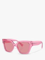 Dolce & Gabbana DG4471 Women's Rectangular Sunglasses, Transparent Pink/Pink
