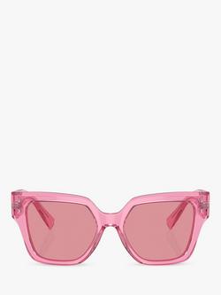 Dolce & Gabbana DG4471 Women's Rectangular Sunglasses, Transparent Pink/Pink - view 2, Transparent Pink/Pink
