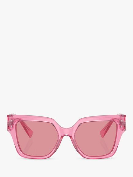 Dolce & Gabbana DG4471 Women's Rectangular Sunglasses, Transparent Pink/Pink - view 2, Transparent Pink/Pink