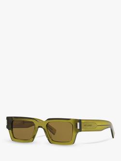 Yves Saint Laurent YS000459 Unisex Rectangular Sunglasses, Green/Brown, Green/Brown