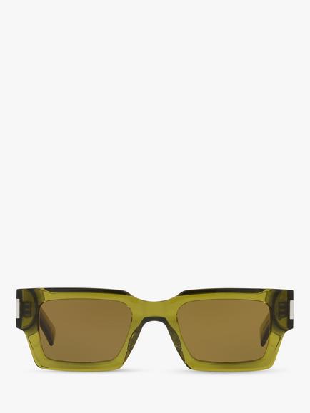 Yves Saint Laurent YS000459 Unisex Rectangular Sunglasses, Green/Brown - view 2, Green/Brown