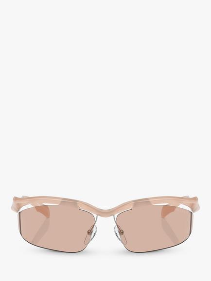 Prada PR A25S Women's Celine Irregular Sunglasses, Opal Peach - view 2, Opal Peach