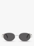 Celine CL40235U Women's Oval Sunglasses, Silver/Grey