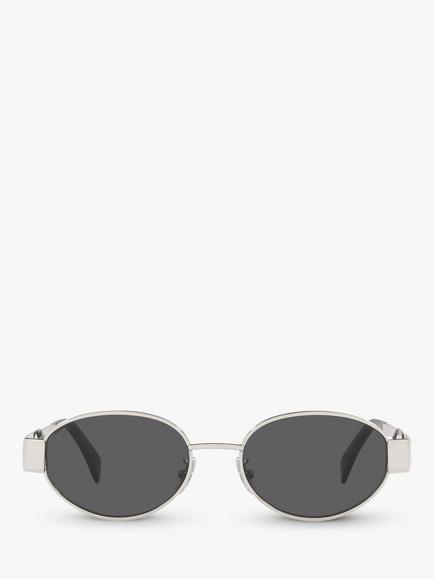 Celine CL40235U Women's Oval Sunglasses, Silver/Grey - view 2, Grey Shiny