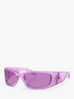 Prada PR A14S Women's Wrap Sunglasses, Transparent Amethyst/Purple, Transparent Amethyst/Purple