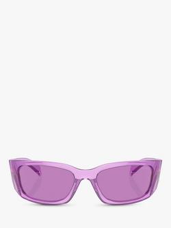 Prada PR A14S Women's Wrap Sunglasses, Transparent Amethyst/Purple - view 2, Transparent Amethyst/Purple