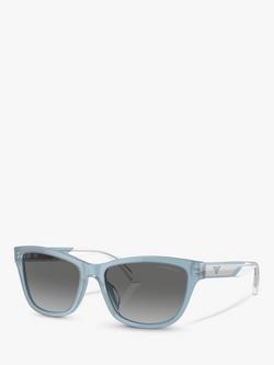 Emporio Armani EA4227U Women's Rectangular Sunglasses, Opaline Azure/ Grey Gradient, Opaline Azure/ Grey Gradient