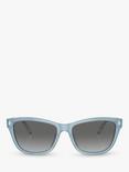 Emporio Armani EA4227U Women's Rectangular Sunglasses, Opaline Azure/ Grey Gradient