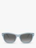 Emporio Armani EA4227U Women's Rectangular Sunglasses, Opaline Azure/ Grey Gradient