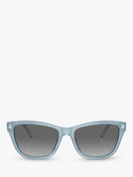 Emporio Armani EA4227U Women's Rectangular Sunglasses, Opaline Azure/ Grey Gradient - view 2, Opaline Azure/ Grey Gradient