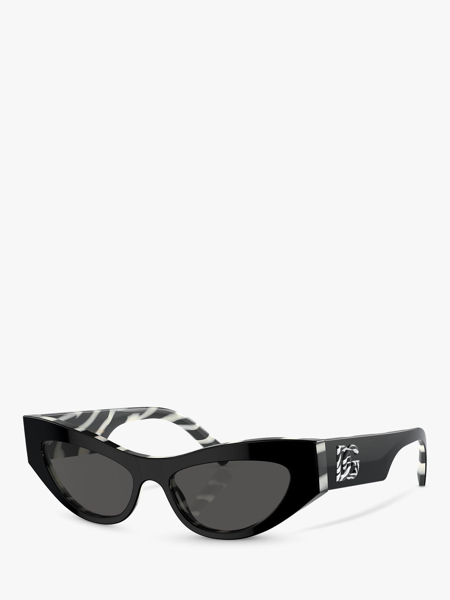 Product image 1 of 5, which shows Dolce & Gabbana DG4450 Women's Cat's Eye Sunglasses, Black On Zebra/Grey