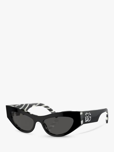 Dolce & Gabbana DG4450 Women's Cat's Eye Sunglasses, Black On Zebra/Grey