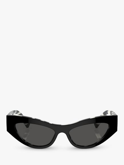Dolce & Gabbana DG4450 Women's Cat's Eye Sunglasses - view 2, Black On Zebra/Grey