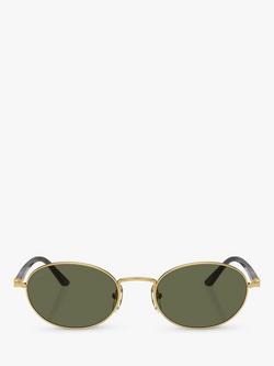 Persol PO1018S Unisex Ida Polarised Oval Sunglasses, Gold/Green - view 2, Gold/Green