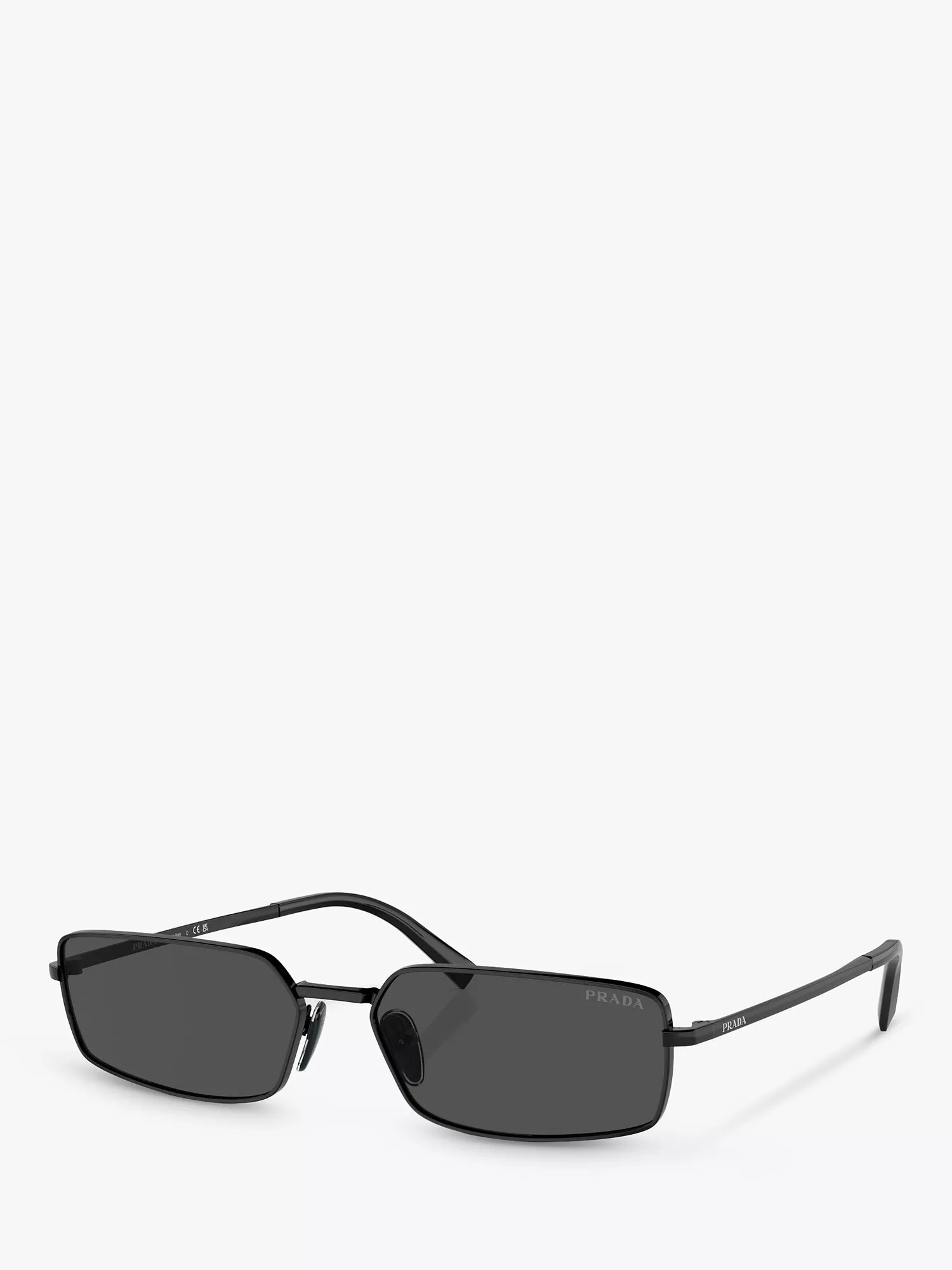 Prada PR A60S Women s Rectangular Metal Frame Sunglasses Black Grey