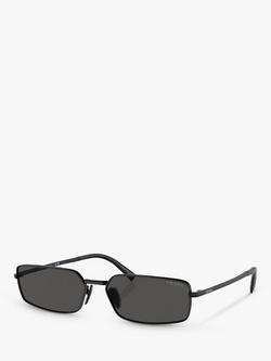 Prada PR A60S Women's Rectangular Metal Frame Sunglasses, Black/Grey, Black/Grey