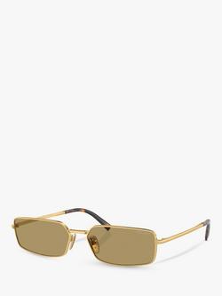 Prada PR A60S Women's Rectangular Sunglasses, Gold, Gold
