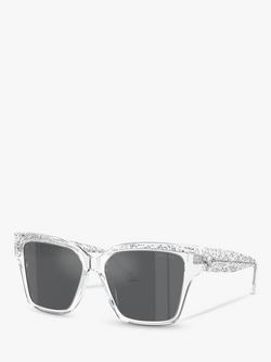 Jimmy Choo JC5003 Women's Square Sunglasses, Crystal Glitter/Silver, Crystal Glitter/Silver